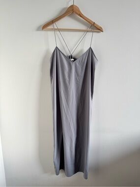 OAK + FORT Gray Slip Dress with Thin Straps
